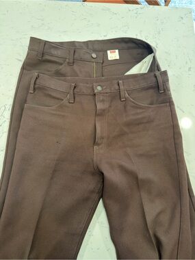 Vintage Levis Two Pair Of Cowboy Brown Polyester Men’s  Pants 36/29  1993